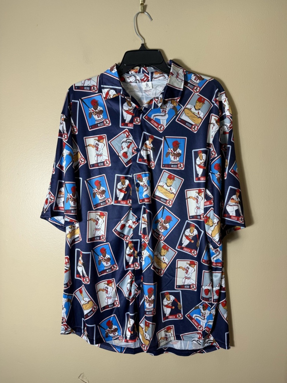 St‎ Louis Cardinals AOP Shirt XL Retro Baseball Card Print MLB Y2K Streetwear